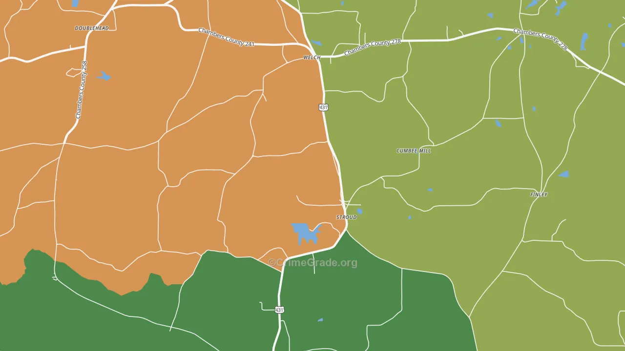 Stroud, AL Map of Drug-Related Crime Rates