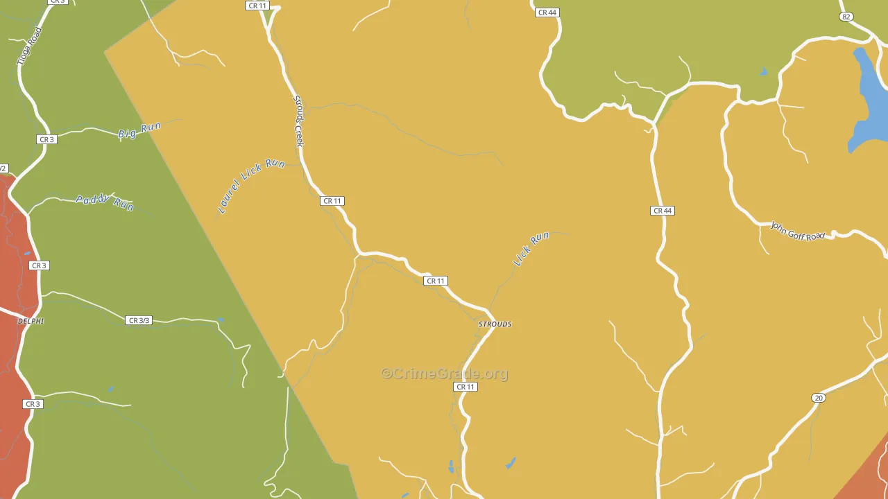 Strouds, WV Map of Drug-Related Crime Rates