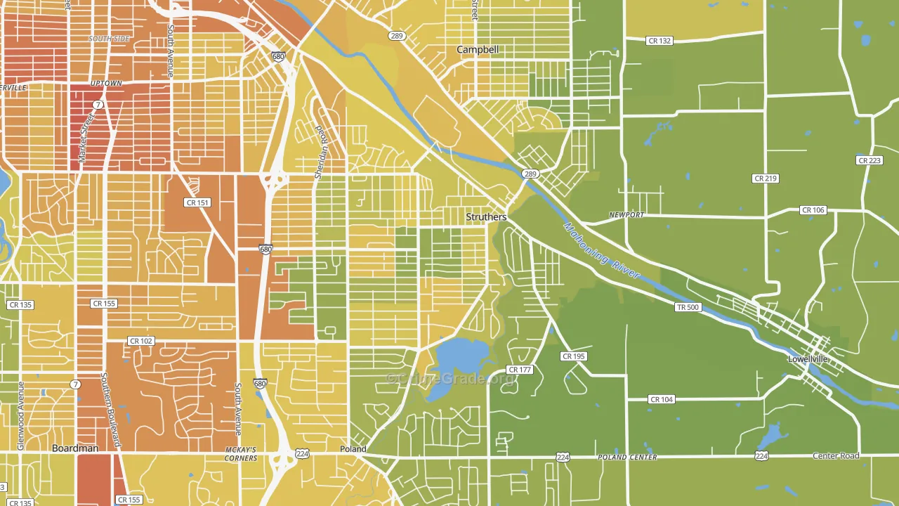 Struthers, OH Map of Drug-Related Crime Rates