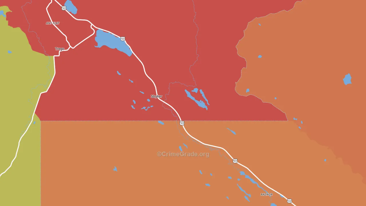 Stryker, MT Map of Drug-Related Crime Rates