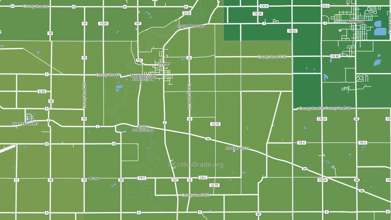 Stryker, OH Map of Drug-Related Crime Rates