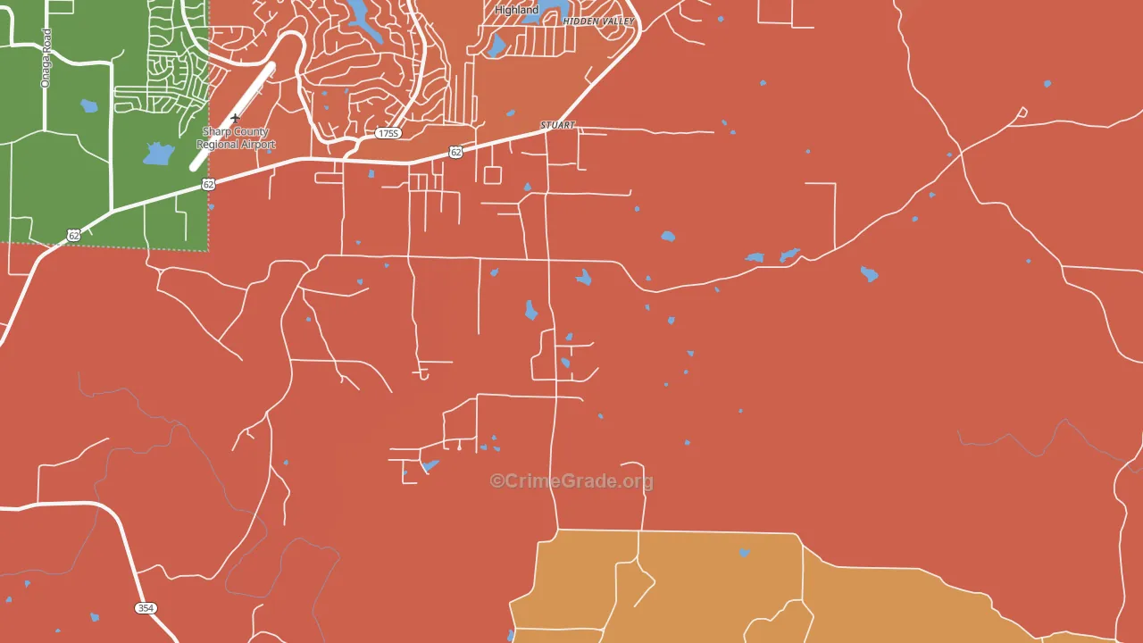 Stuart, AR Map of Drug-Related Crime Rates