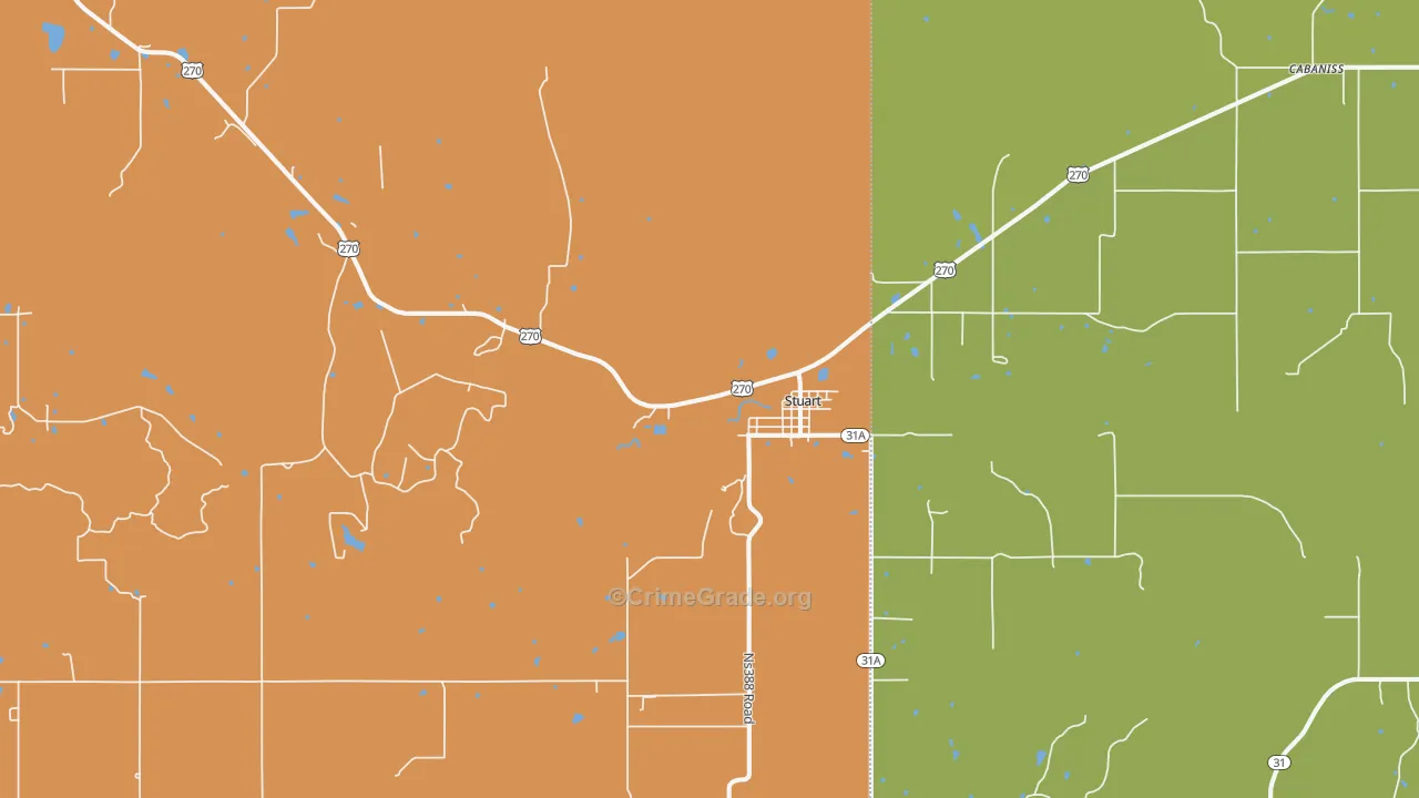 Stuart, OK Map of Drug-Related Crime Rates