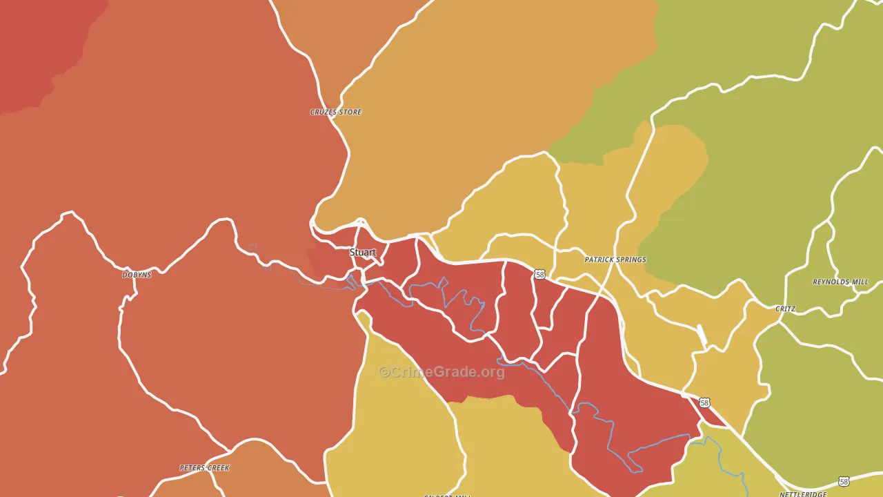 Stuart, VA Map of Drug-Related Crime Rates