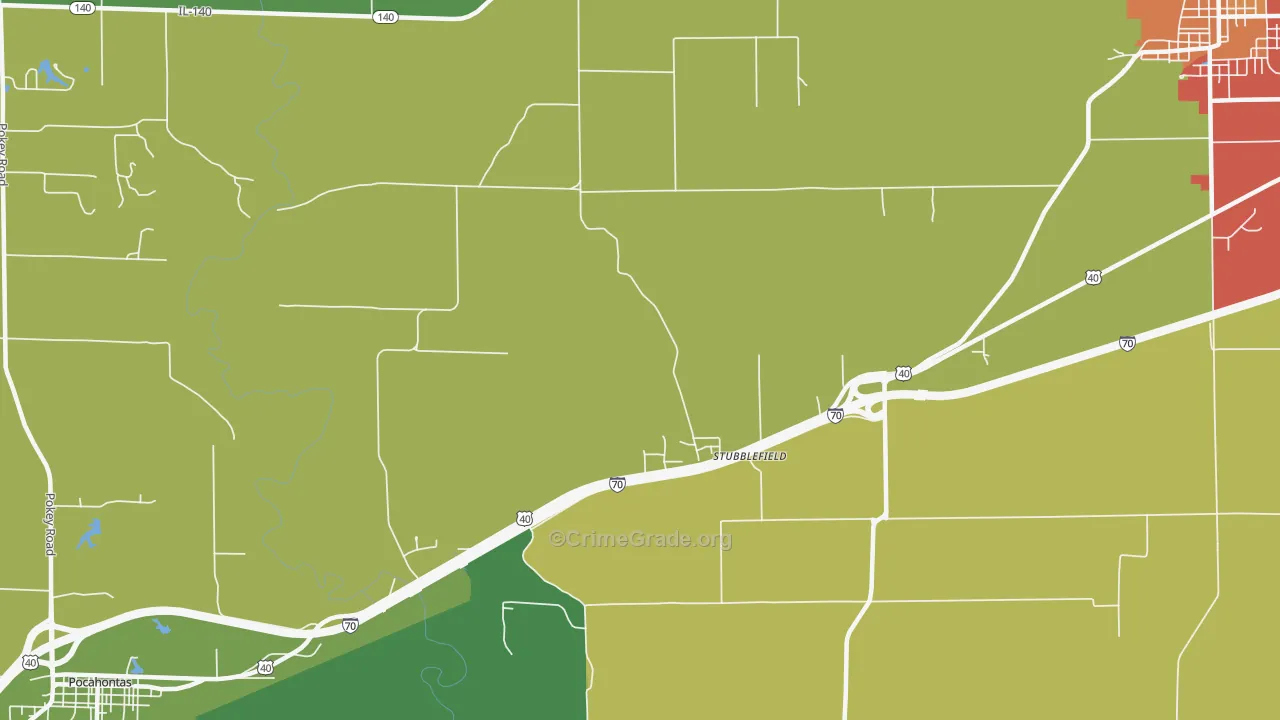 Stubblefield, IL Map of Drug-Related Crime Rates