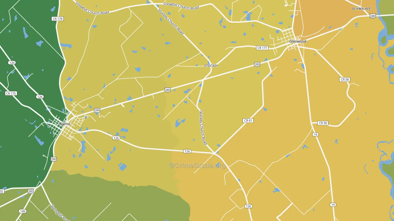 Stuckey, GA Map of Drug-Related Crime Rates