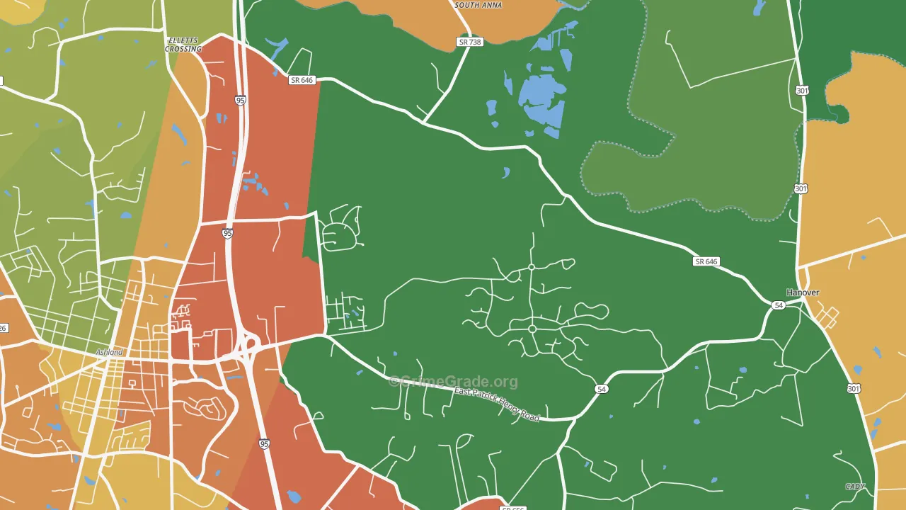 Studley, VA Map of Drug-Related Crime Rates