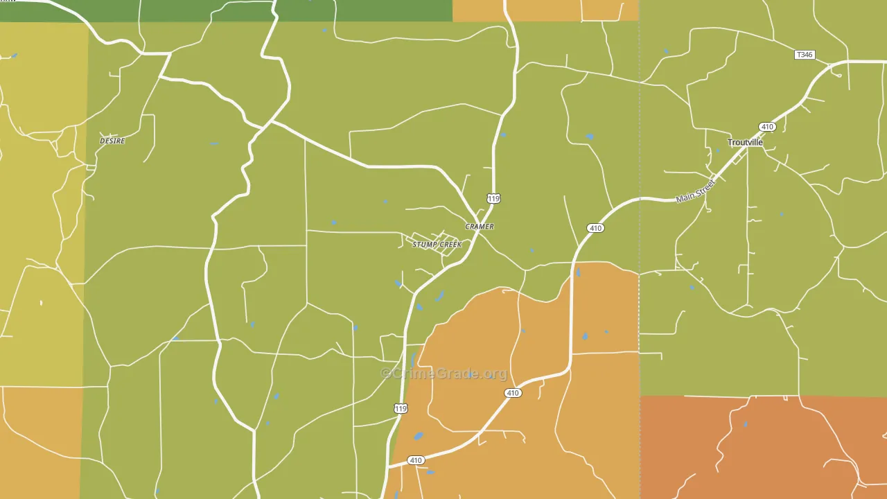 Stump Creek, PA Map of Drug-Related Crime Rates