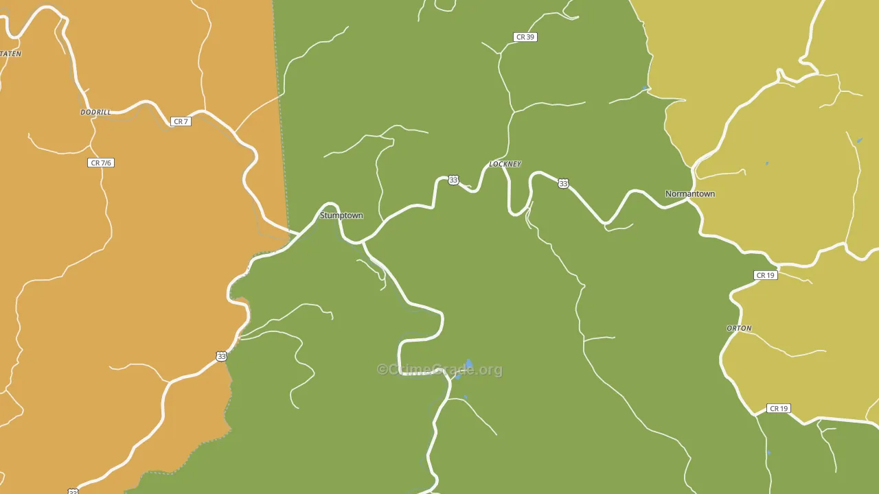 Stumptown, WV Map of Drug-Related Crime Rates