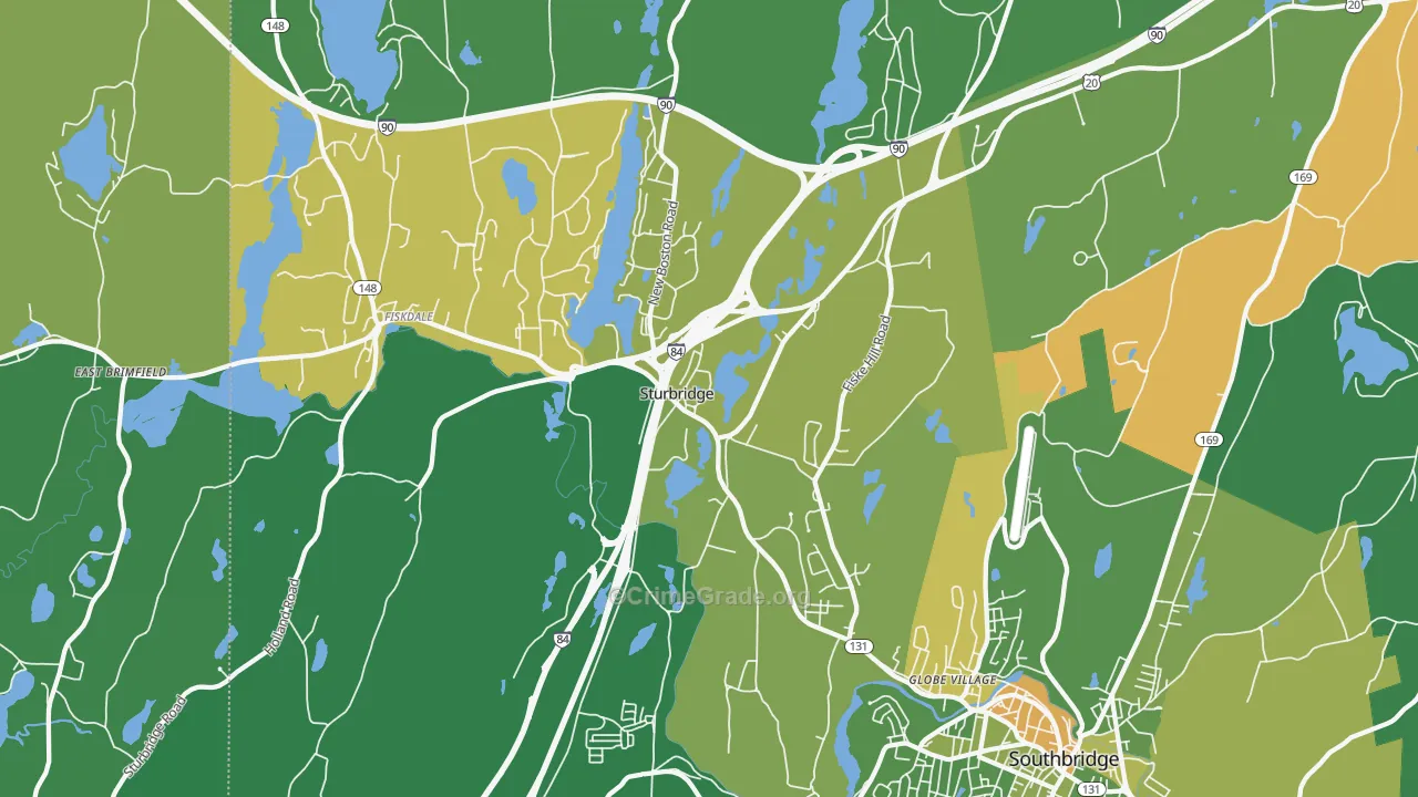 Sturbridge, MA Map of Drug-Related Crime Rates