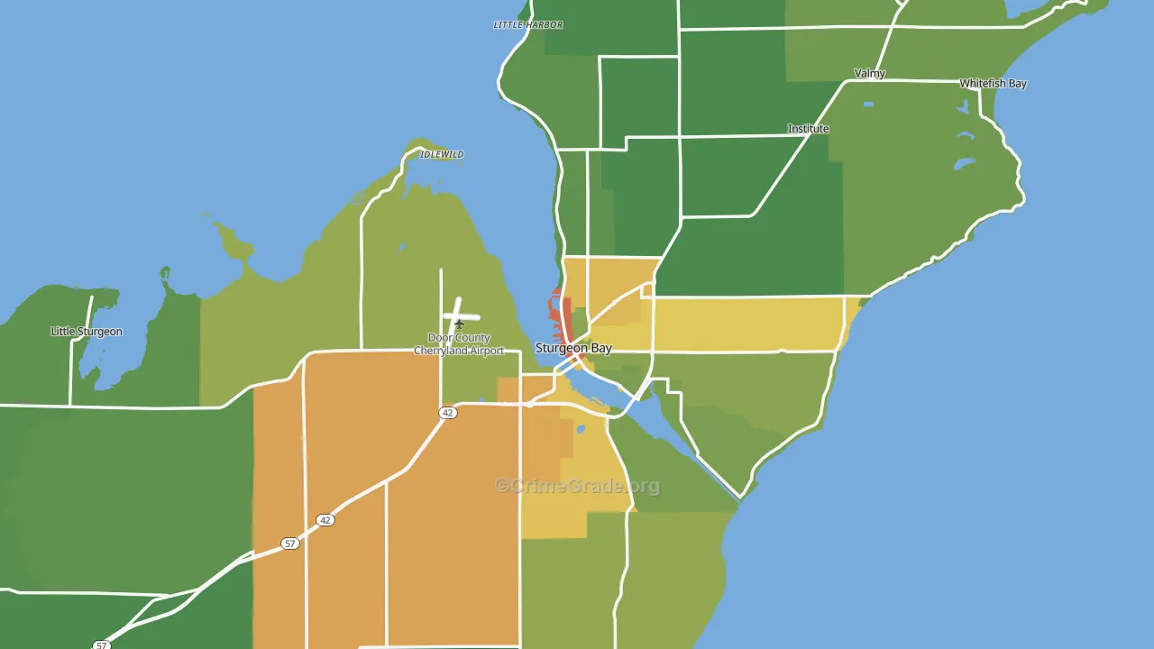 Sturgeon Bay, WI Map of Drug-Related Crime Rates