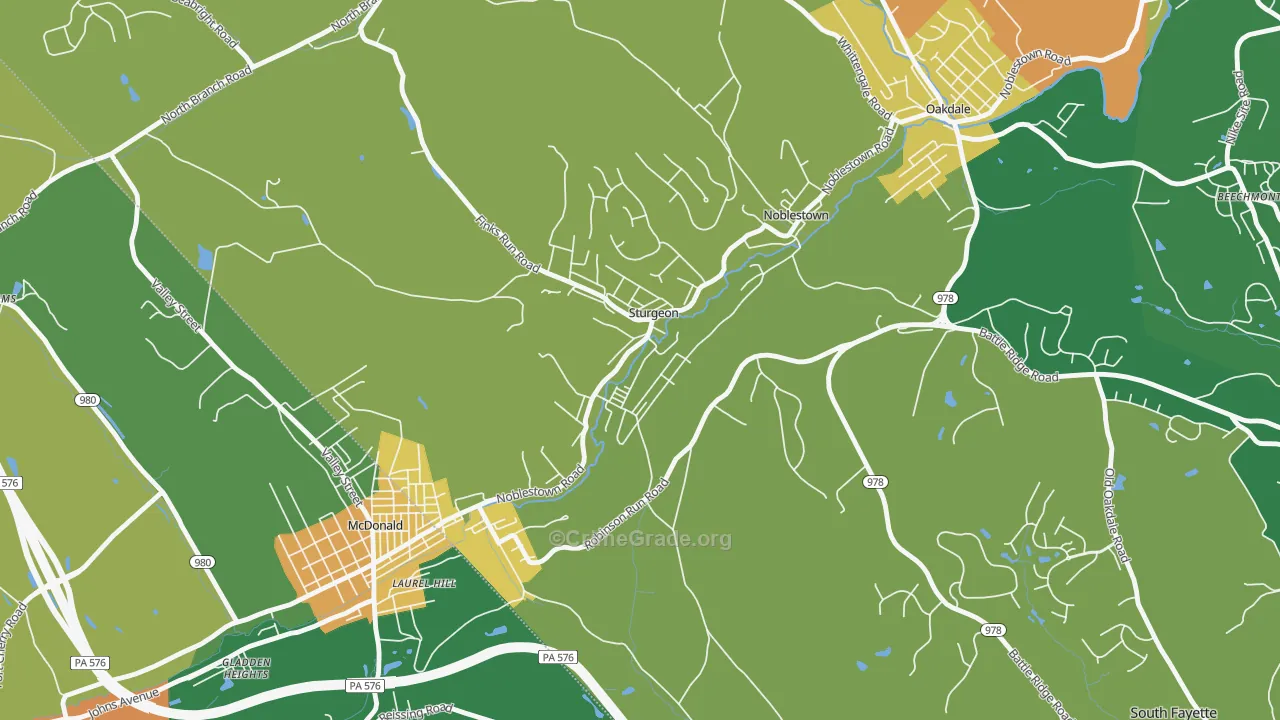 Sturgeon, PA Map of Drug-Related Crime Rates