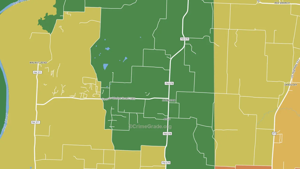 Sturgeon, TX Map of Drug-Related Crime Rates