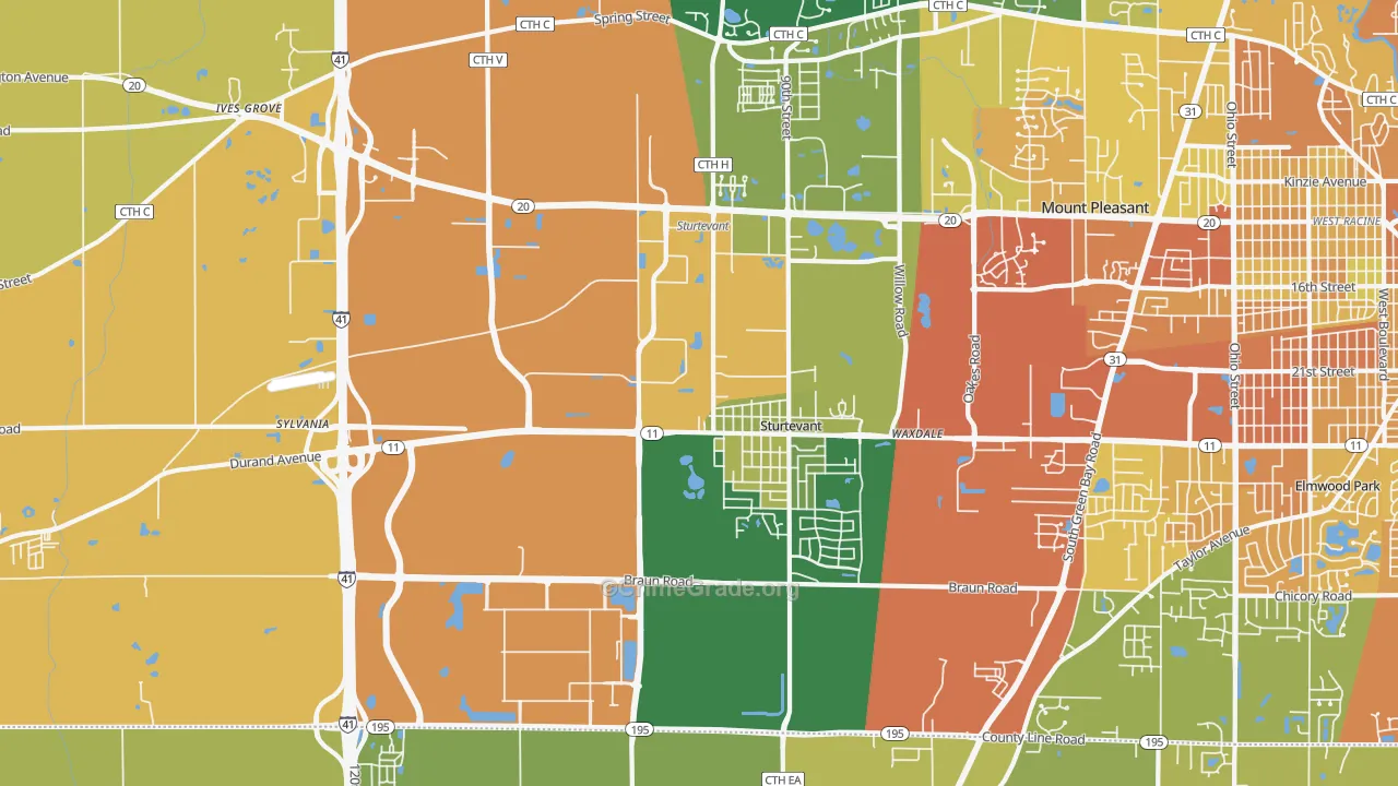 Sturtevant, WI Map of Drug-Related Crime Rates