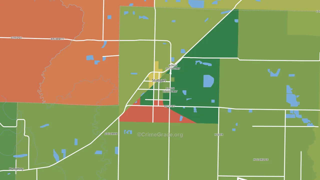 Stuttgart, AR Map of Drug-Related Crime Rates
