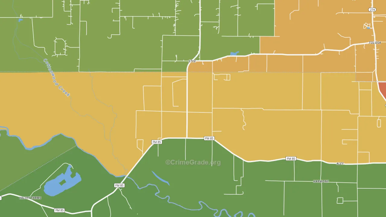 Styx, TX Map of Drug-Related Crime Rates