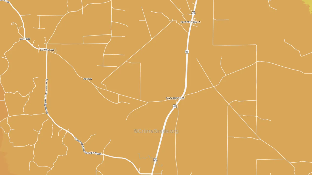 Sucarnoochee, MS Map of Drug-Related Crime Rates