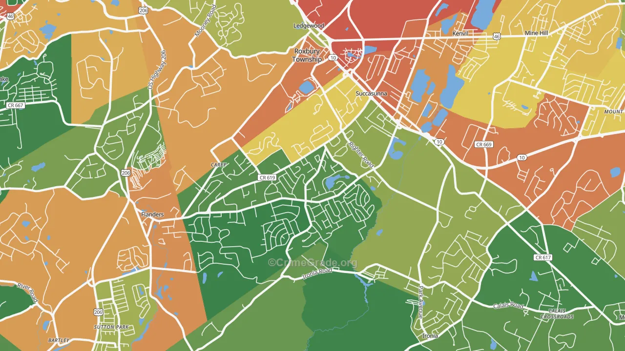 Succasunna, NJ Map of Drug-Related Crime Rates