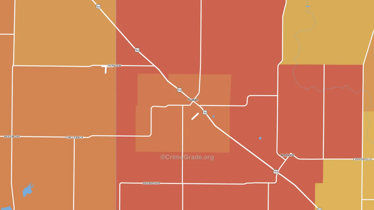 Sudan, TX Map of Drug-Related Crime Rates
