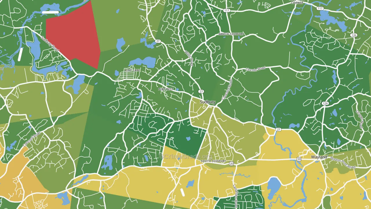Sudbury, MA Map of Drug-Related Crime Rates
