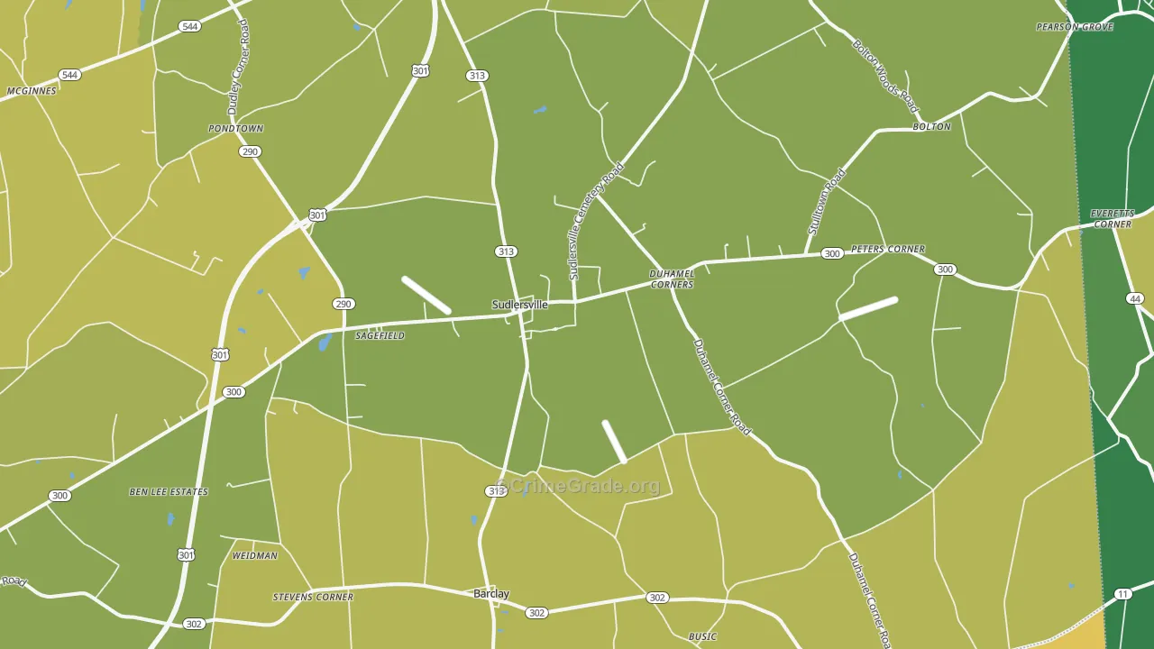 Sudlersville, MD Map of Drug-Related Crime Rates