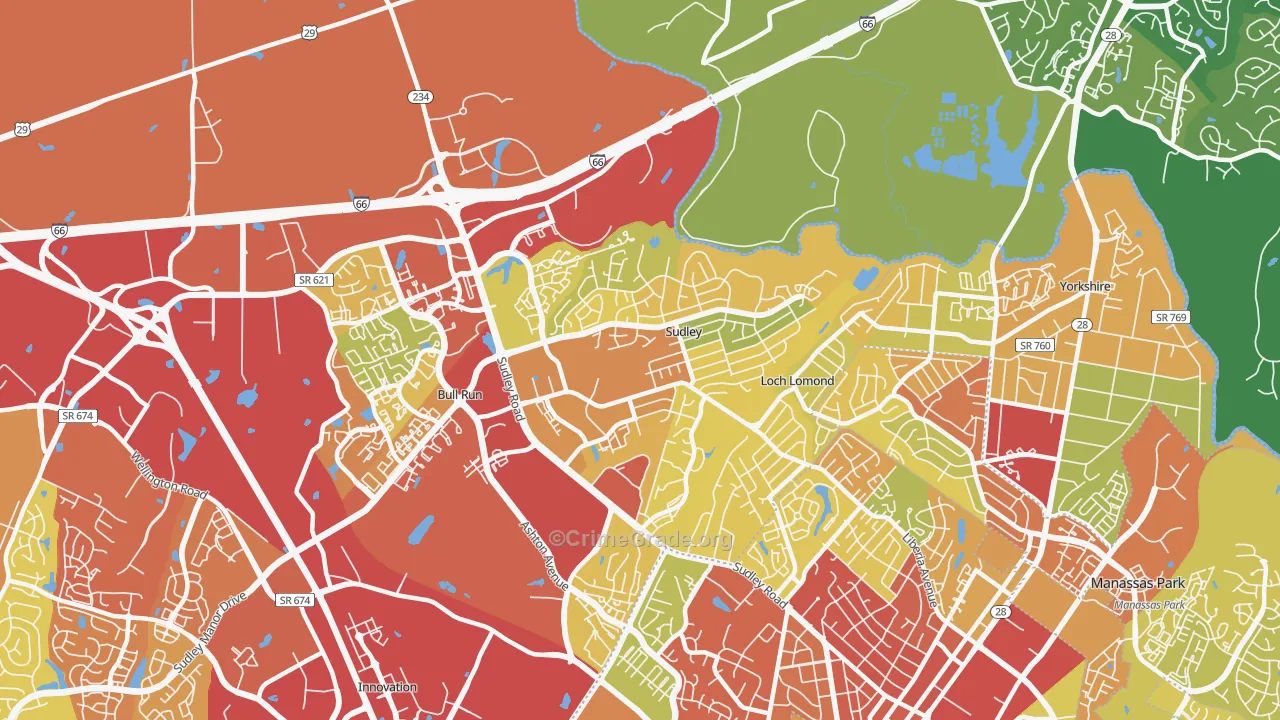 Sudley, VA Map of Drug-Related Crime Rates