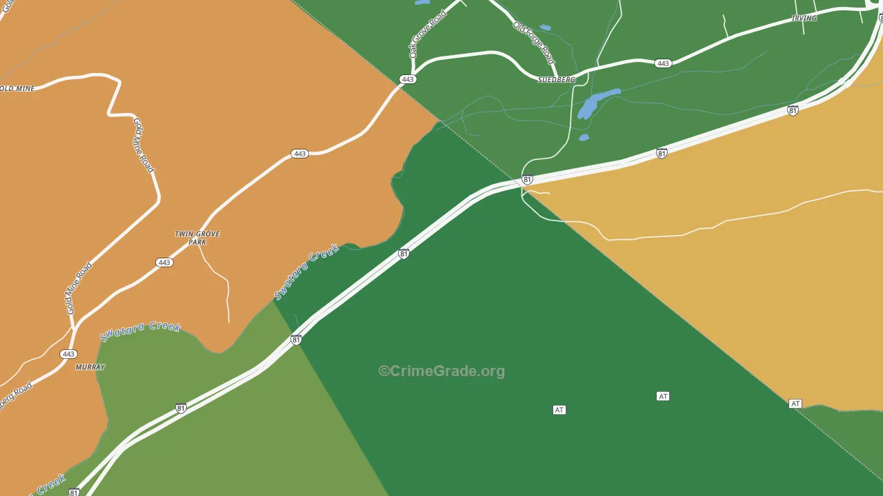 Suedburg, PA Map of Drug-Related Crime Rates