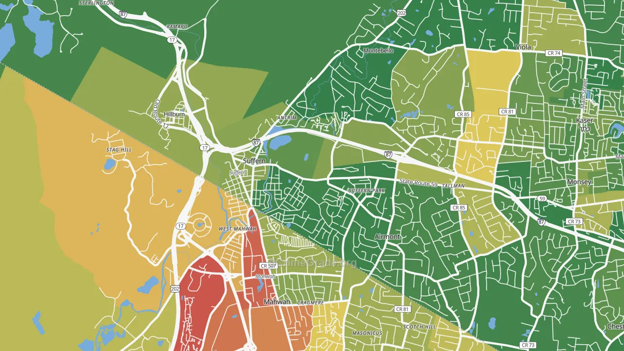 Suffern, NY Map of Drug-Related Crime Rates