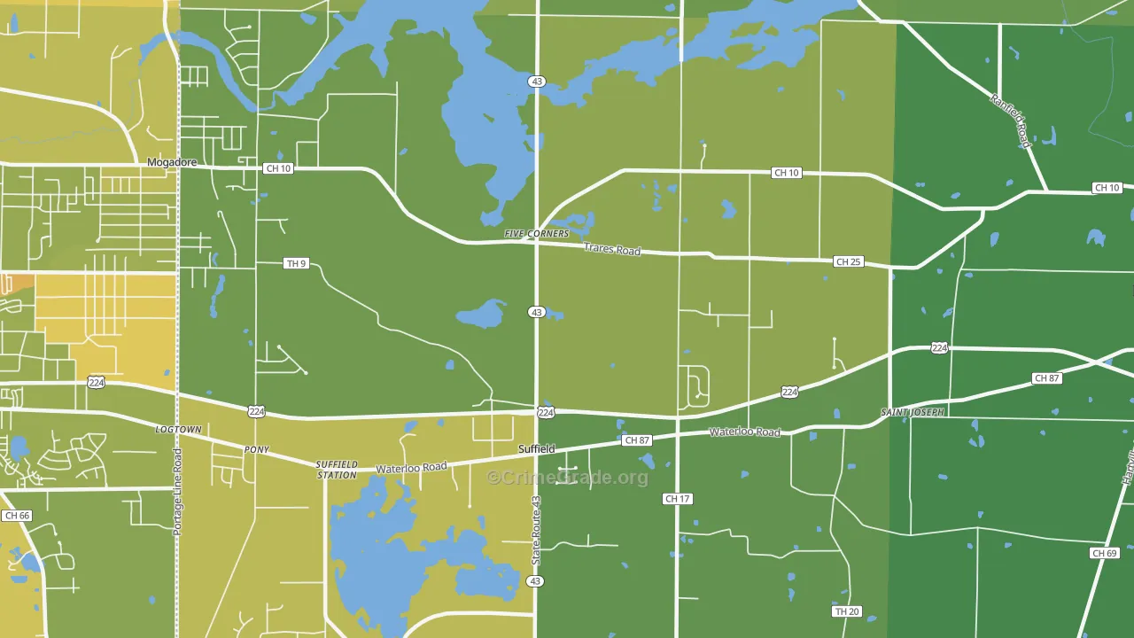 Suffield, OH Map of Drug-Related Crime Rates