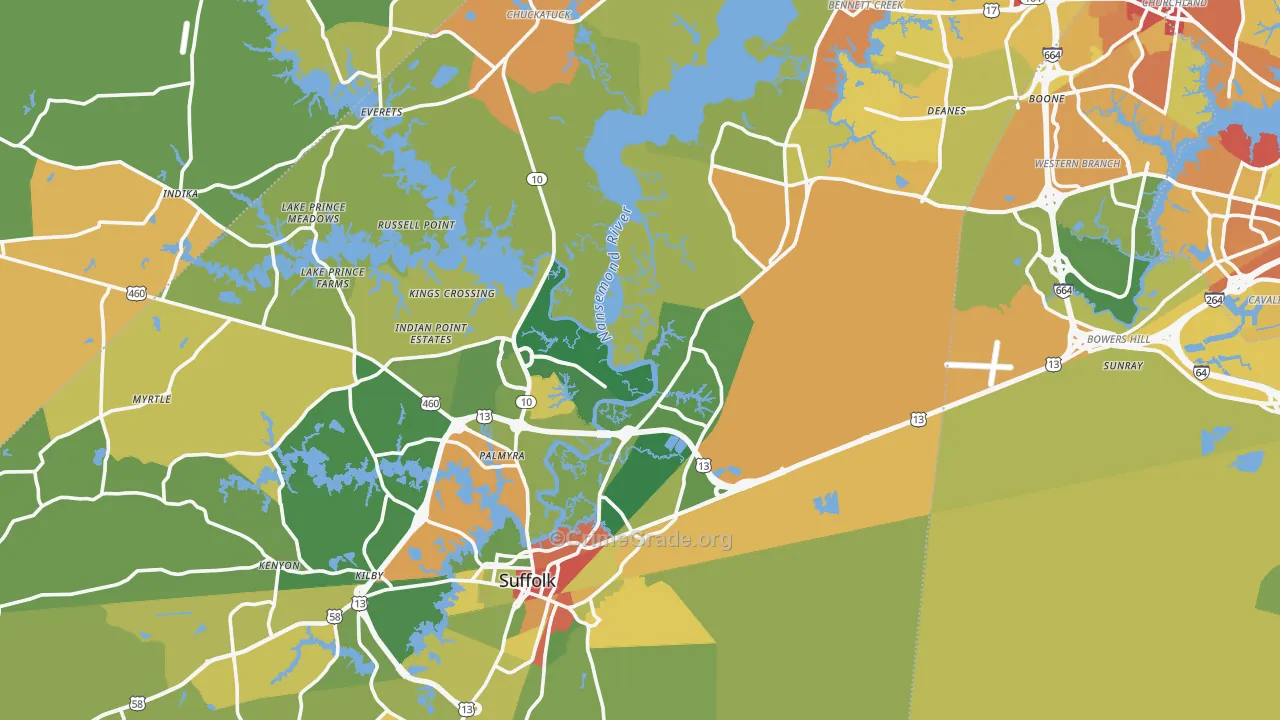 Suffolk, VA Map of Drug-Related Crime Rates