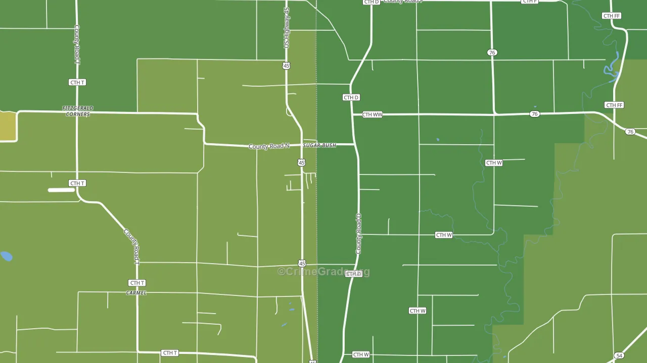 Sugar Bush, WI Map of Drug-Related Crime Rates
