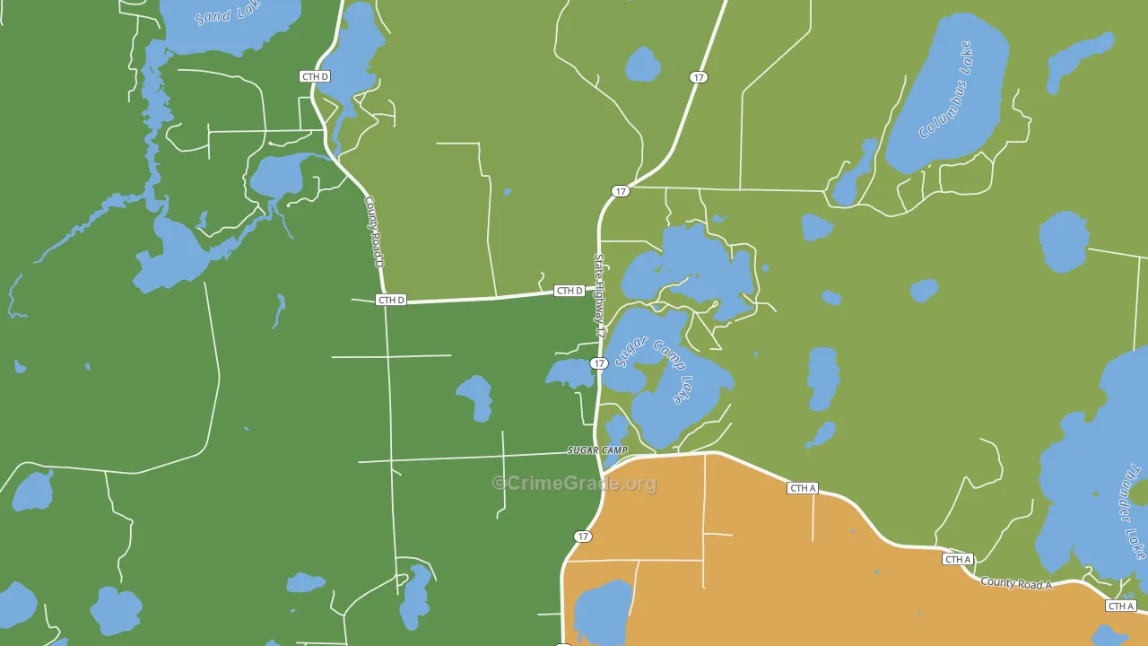 Sugar Camp, WI Map of Drug-Related Crime Rates