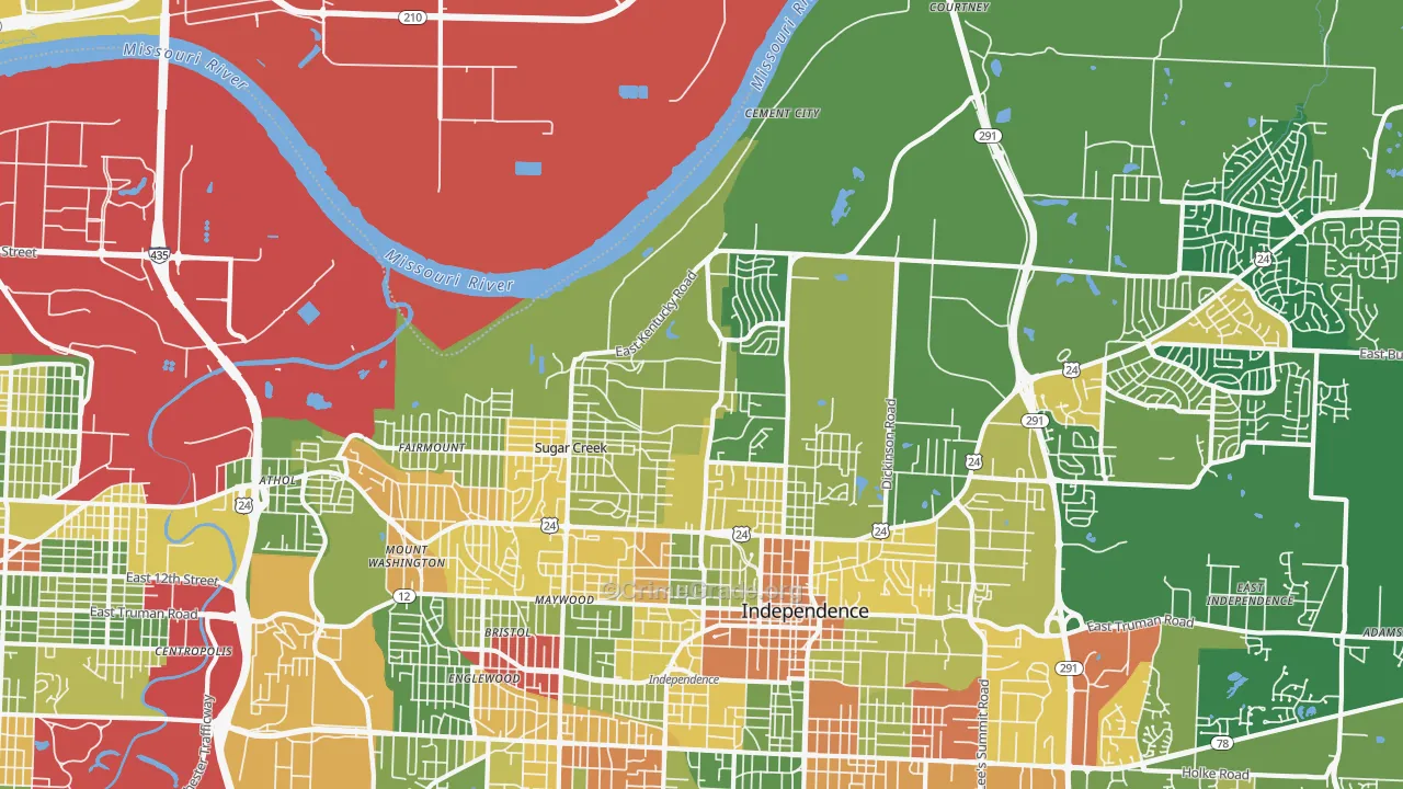 Sugar Creek, MO Map of Drug-Related Crime Rates