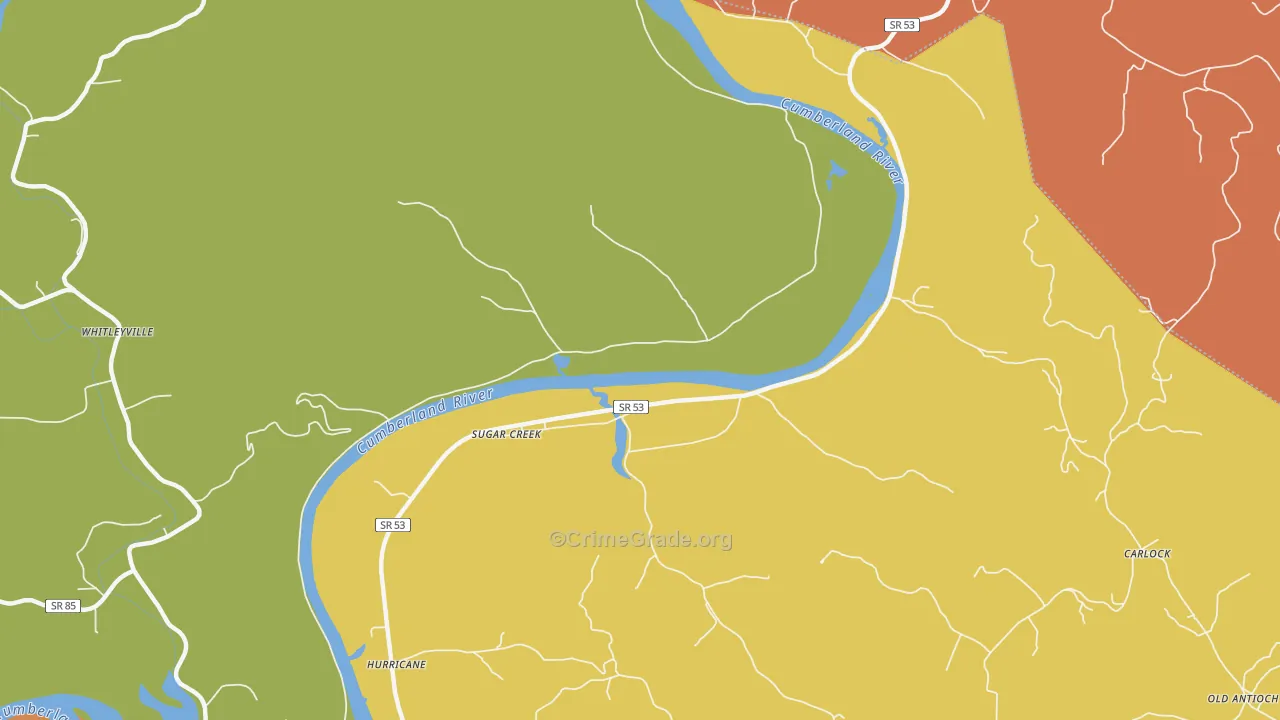 Sugar Creek, TN Map of Drug-Related Crime Rates