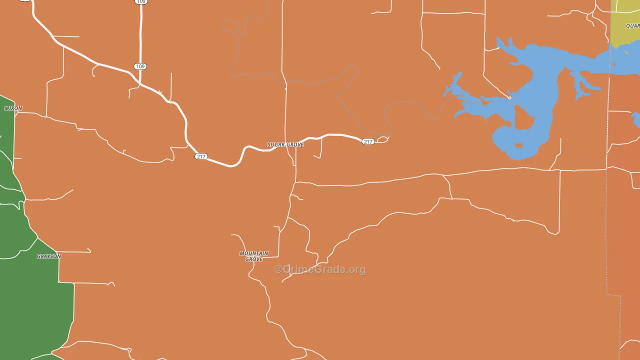 Sugar Grove, AR Map of Drug-Related Crime Rates