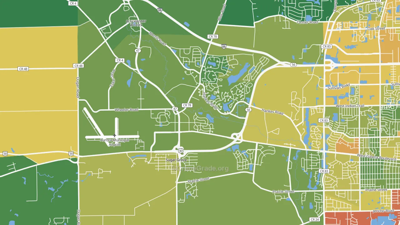 Sugar Grove, IL Map of Drug-Related Crime Rates