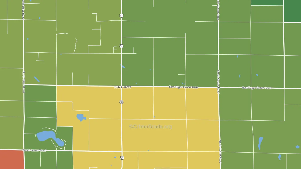 Sugar Grove, MI Map of Drug-Related Crime Rates