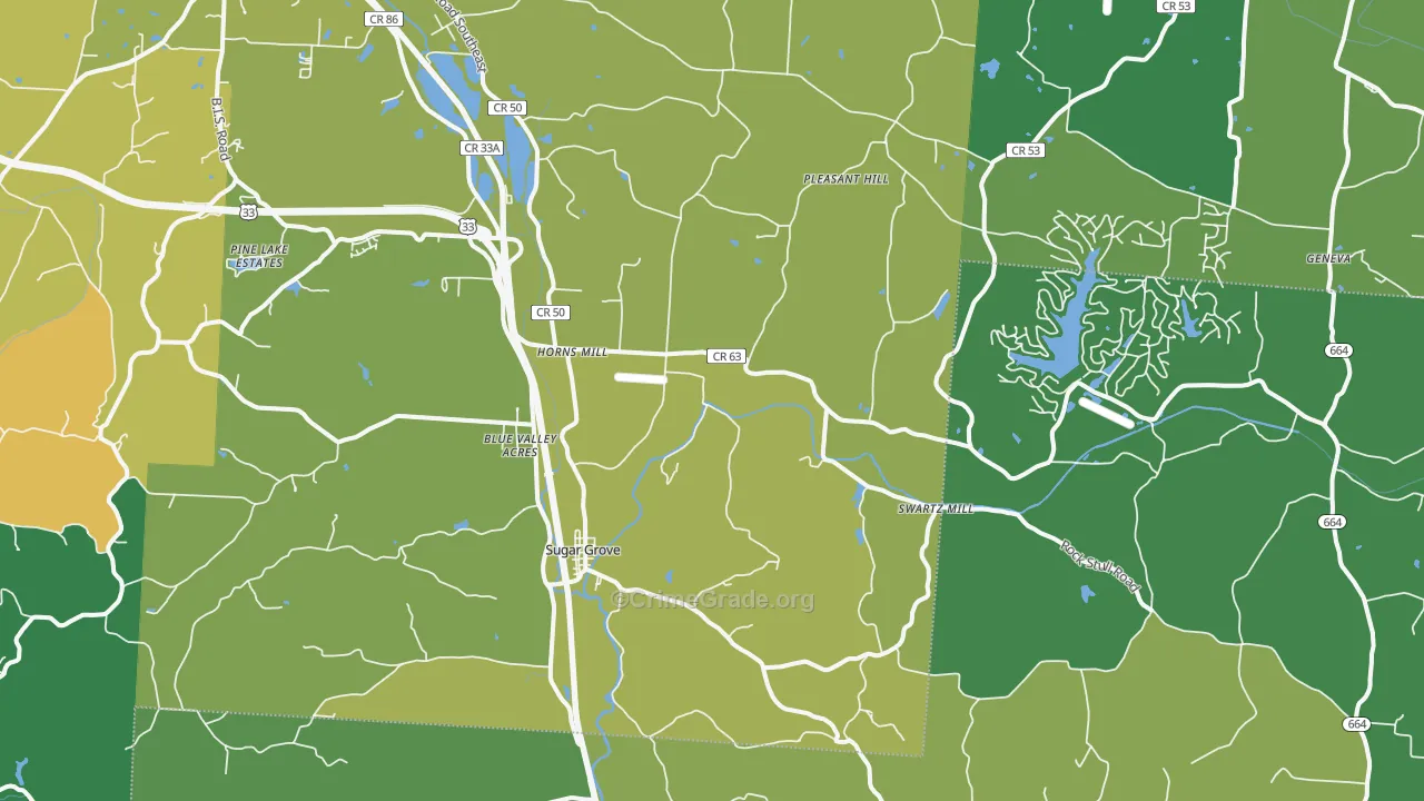 Sugar Grove, OH Map of Drug-Related Crime Rates