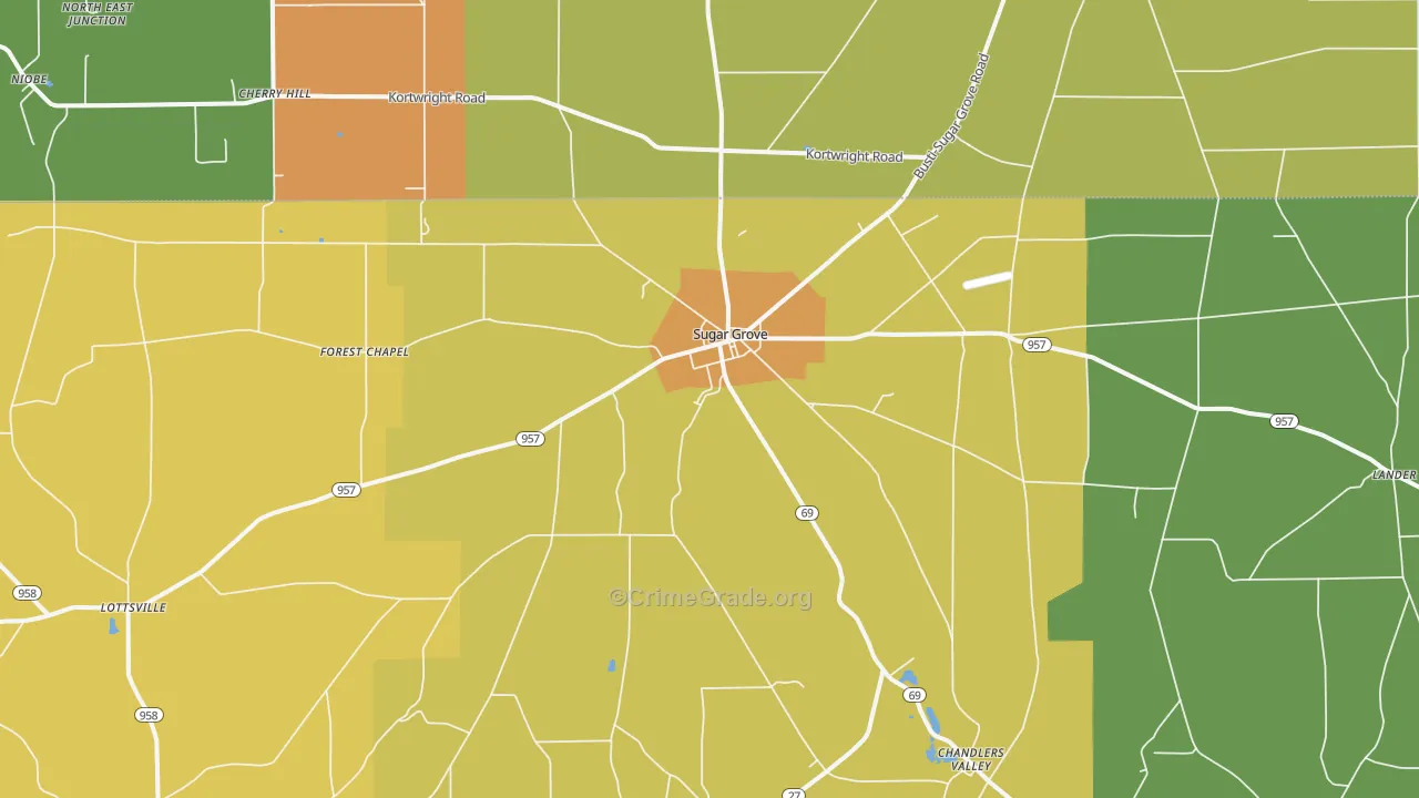 Sugar Grove, PA Map of Drug-Related Crime Rates