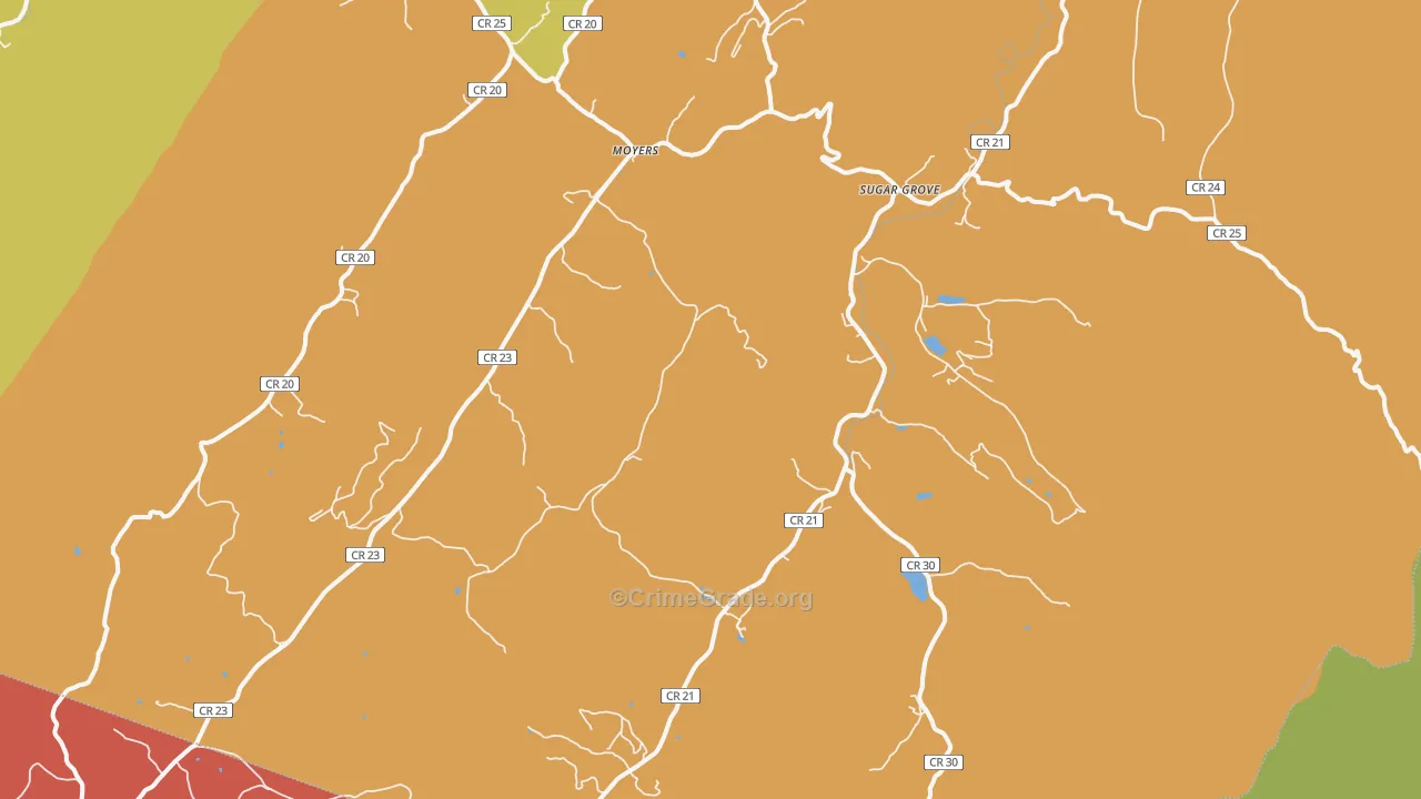 Sugar Grove, WV Map of Drug-Related Crime Rates