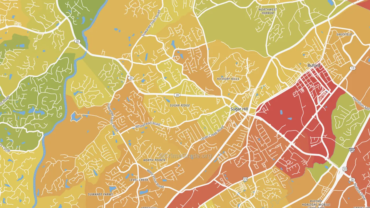 Sugar Hill, GA Map of Drug-Related Crime Rates