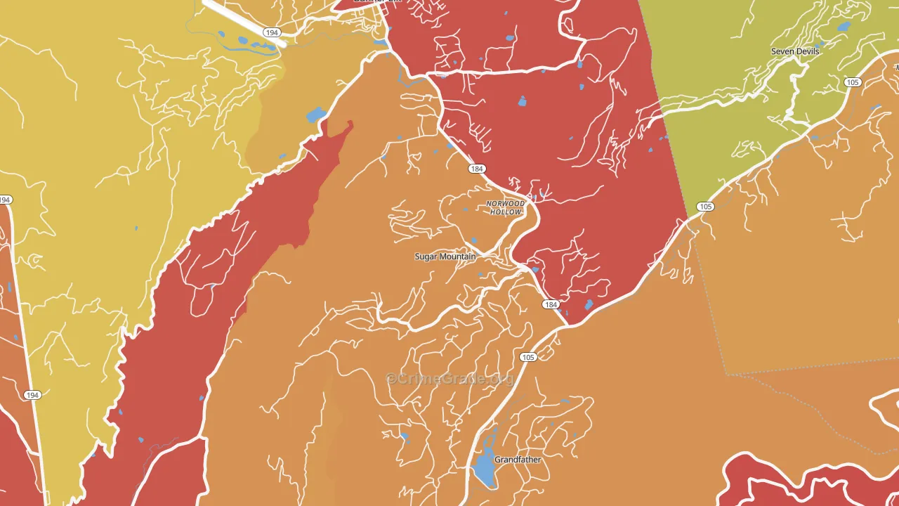 Sugar Mountain, NC Map of Drug-Related Crime Rates