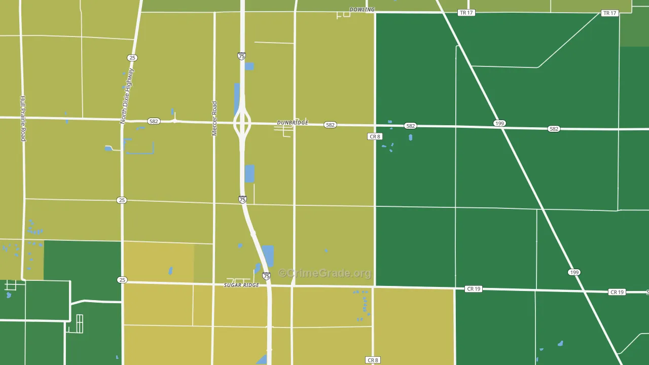 Sugar Ridge, OH Map of Drug-Related Crime Rates