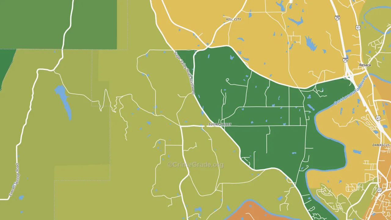 Sugar Valley, GA Map of Drug-Related Crime Rates