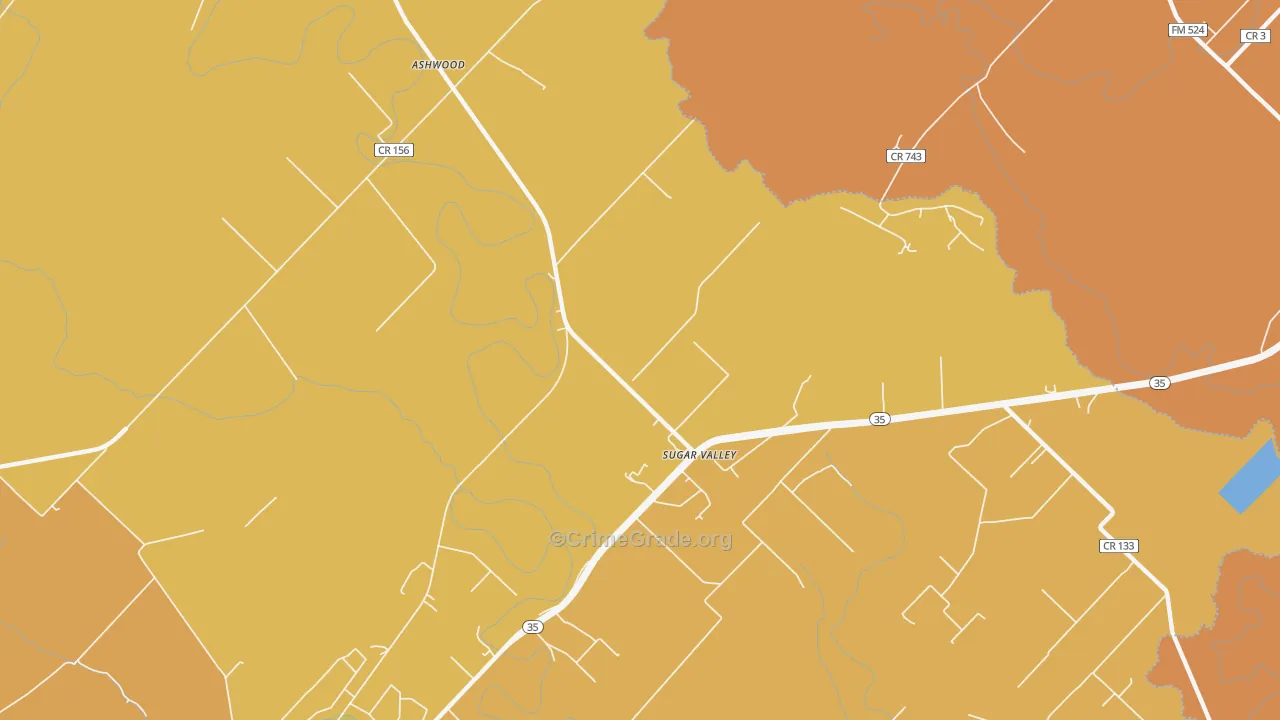 Sugar Valley, TX Map of Drug-Related Crime Rates