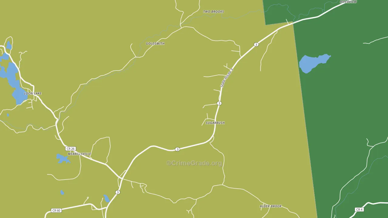 Sugarbush, NY Map of Drug-Related Crime Rates