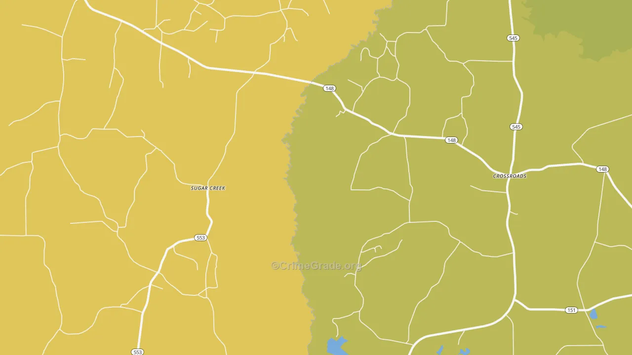 Sugarcreek, LA Map of Drug-Related Crime Rates