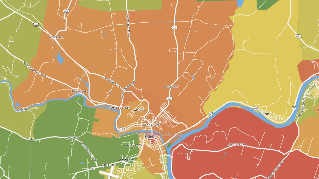 Sugarcreek, PA Map of Drug-Related Crime Rates