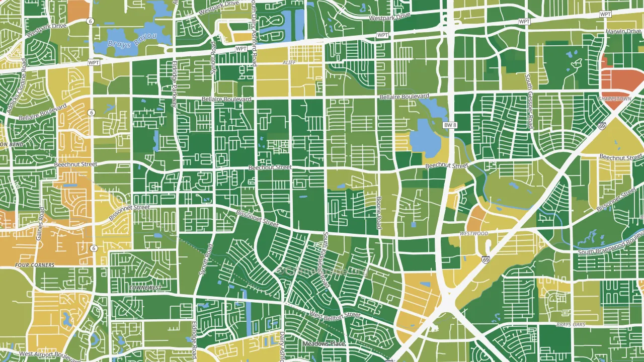 Sugarland, Houston, TX Map of Drug-Related Crime Rates