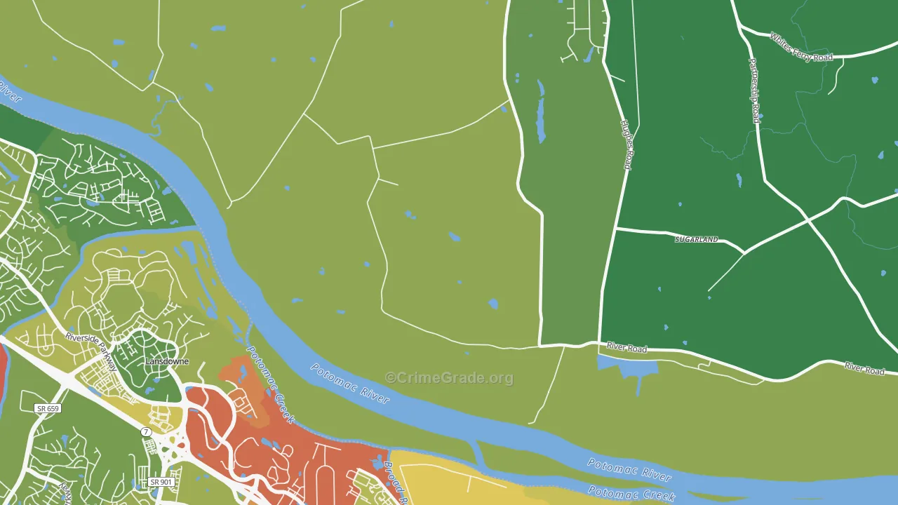 Sugarland, MD Map of Drug-Related Crime Rates